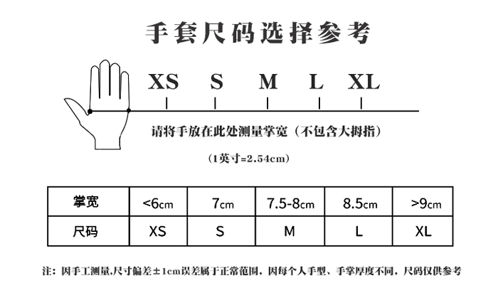 五指手套尺寸纸样图图片